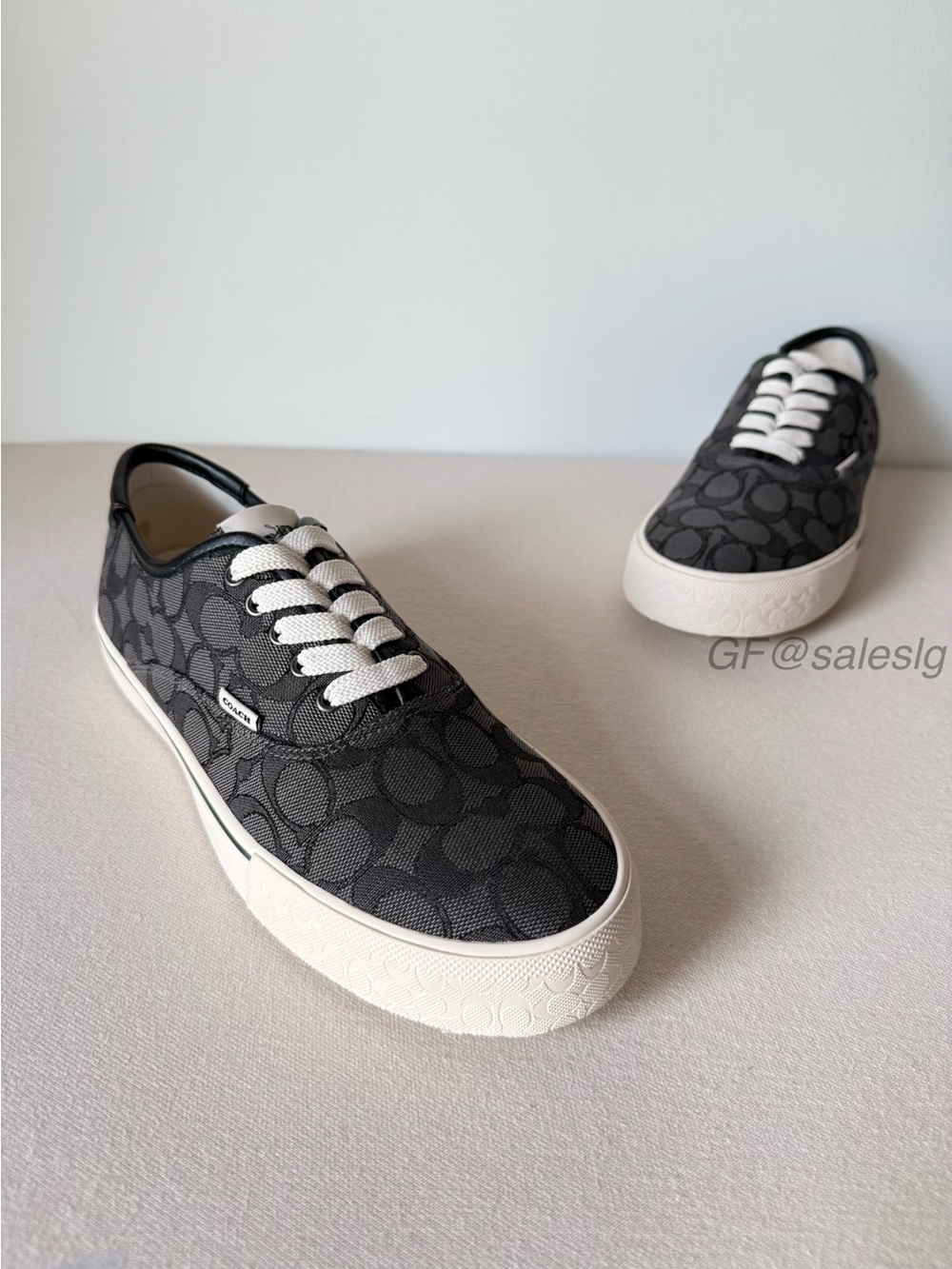 NWT Coach Skate Lace Up Sneaker Signature Jacquard Black Charcoal CC822 Size 7.5